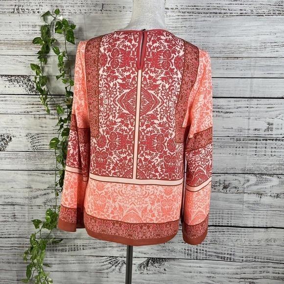 Vince Camuto Blouse Tunic size Extra Small Coral Pink Wedding Career Beach Boho - Picture 9 of 10